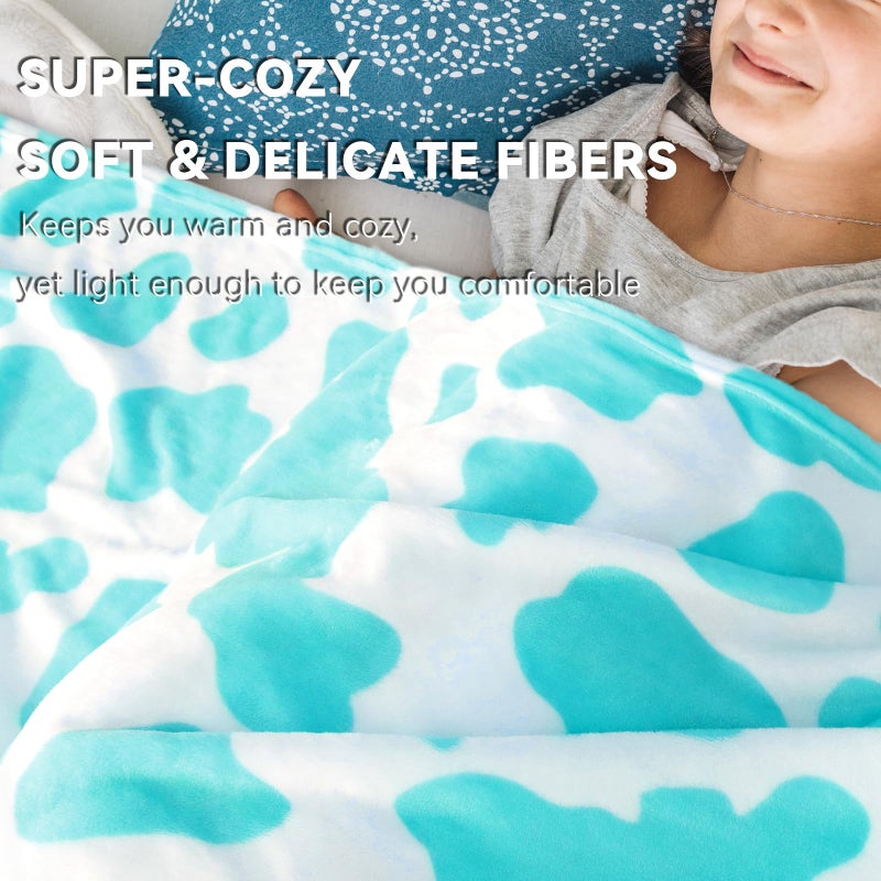 GEULAY Blue Throw Blanket Soft Fleece Blankets Cyan Blue Lightweight Fuzzy Blanket Gifts Decor Stuff for Girls Women Teen Couch Bed - Image 5
